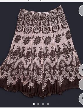 Karen Kane Brown and Pink Floral Tapestry Maxi Skirt